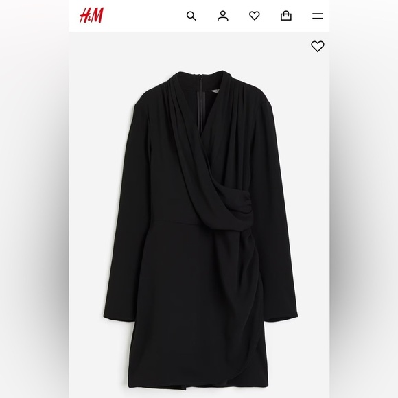 H&M Dresses & Skirts - H & M Draped Wrap Dress Black Medium Faux Wrap V Neck EUC
